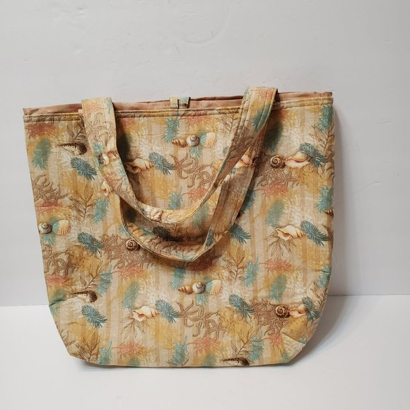 Seashells design Tote, Hand Crafted Large Bag, Coastal Grandma Beach - Picture 3 of 7